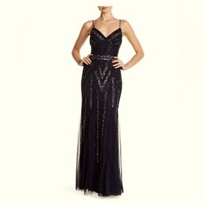 Elegant Black Sequin Evening Gown